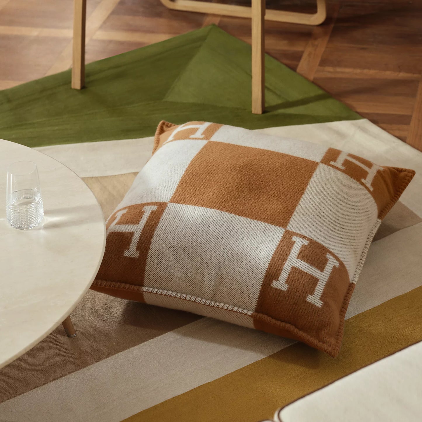 Hermès Avalon Pillow, Large Model Ecru/Camel
