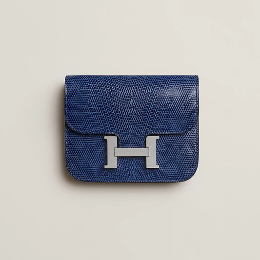 Hermès Constance Slim Wallet Lizard Bleu Saphir