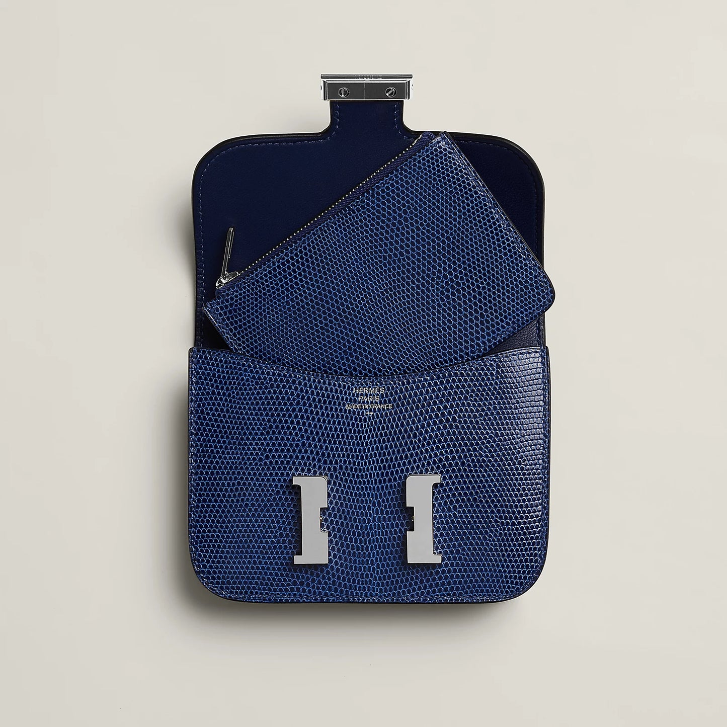 Hermès Constance Slim Wallet Lizard Bleu Saphir