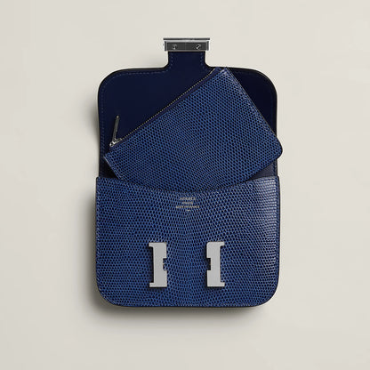 Hermès Constance Slim Wallet Lizard Bleu Saphir