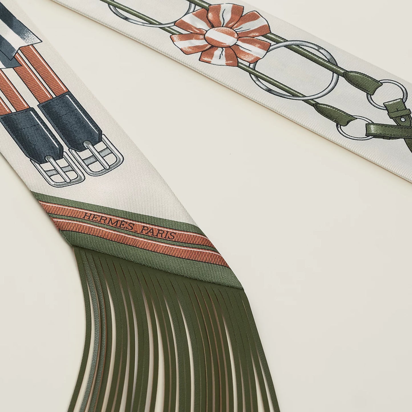 Hermès Jumping leather fringes Twilly