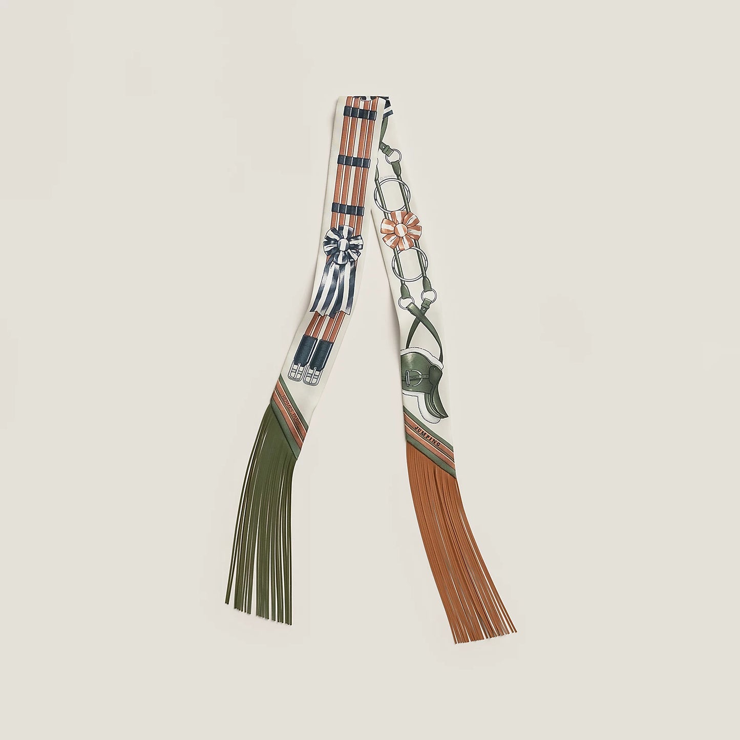 Hermès Jumping leather fringes Twilly