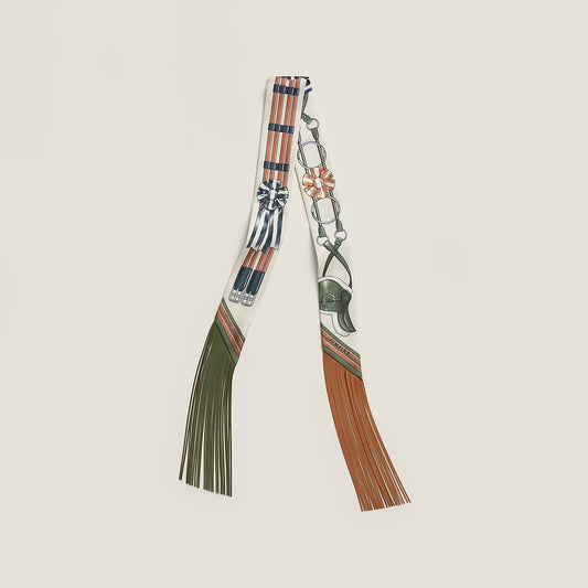Hermès Jumping leather fringes Twilly