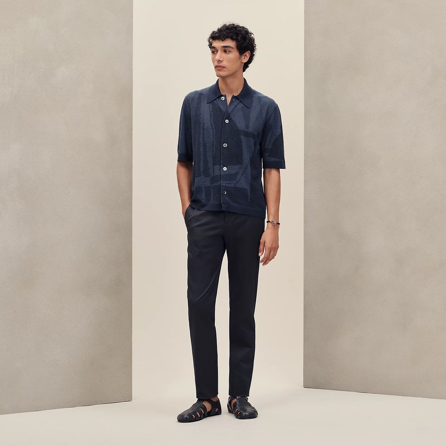 Hermès Short-sleeve Straight Cut Shirt Indigo