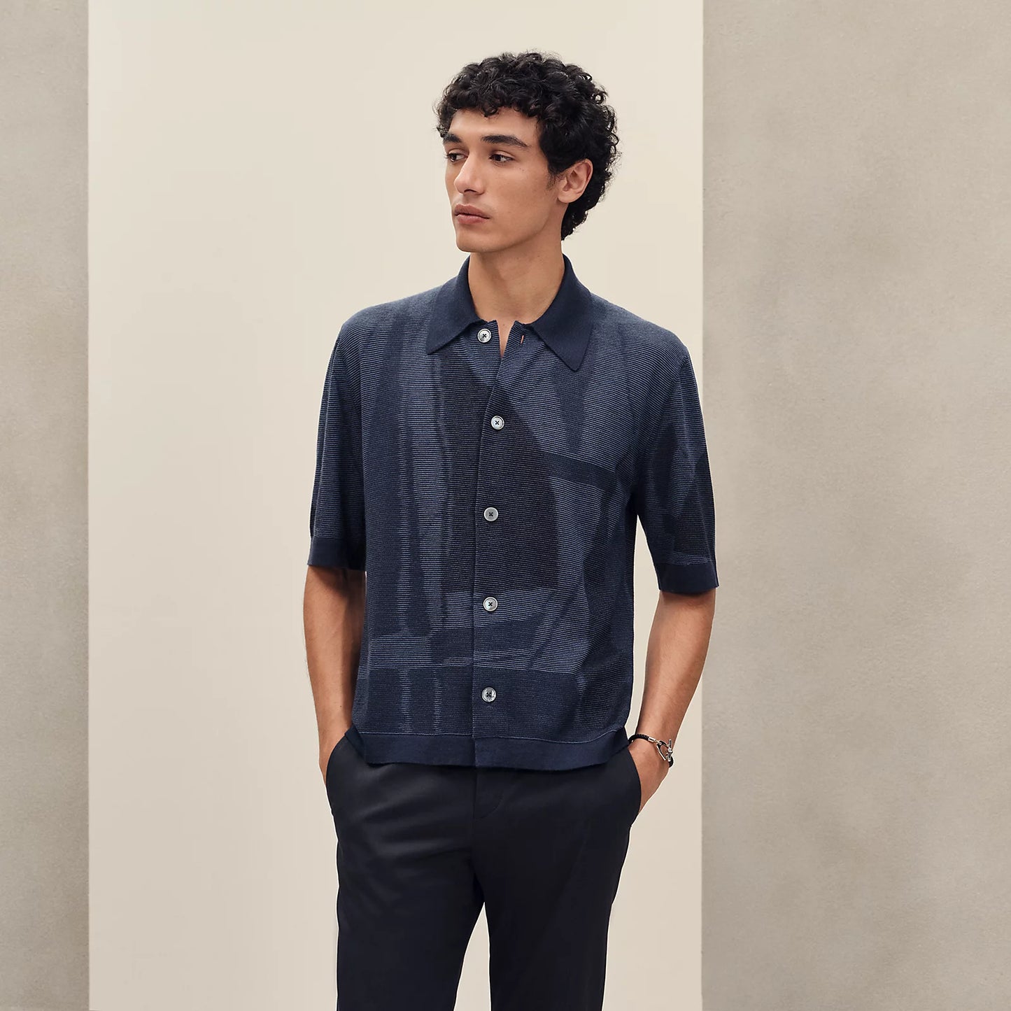 Hermès Short-sleeve Straight Cut Shirt Indigo